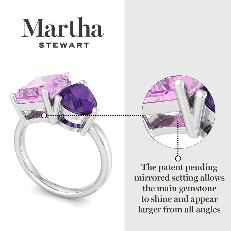 Martha Stewart 4 3/4ctw. Pink Sapphire & Amethyst Two Stone Ring In Sterling Silver image number null